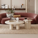 Stylish Modern Round Coffee Table with Unique Column Design for Chic Living Rooms fxmj-3058