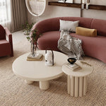 Stylish Modern Round Coffee Table with Unique Column Design for Chic Living Rooms fxmj-3058