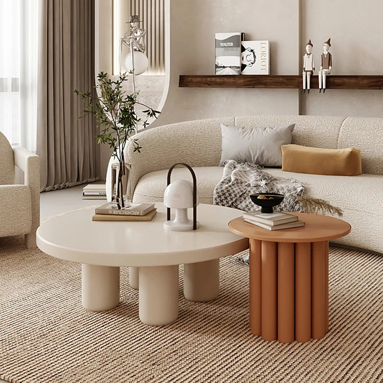 Stylish Modern Round Coffee Table with Unique Column Design for Chic Living Rooms fxmj-3058