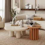 Stylish Modern Round Coffee Table with Unique Column Design for Chic Living Rooms fxmj-3058
