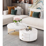Modern Round Coffee Table with Sintered Stone Top and Solid Wood Base - Stylish Living Room Furniture fxxrj-3158