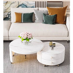 Modern Round Coffee Table with Sintered Stone Top and Solid Wood Base - Stylish Living Room Furniture fxxrj-3158