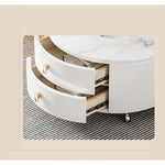 Modern Round Coffee Table with Sintered Stone Top and Solid Wood Base - Stylish Living Room Furniture fxxrj-3158