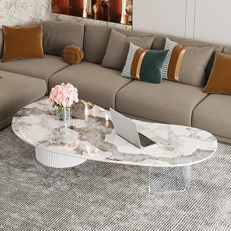 Elegant Sintered Stone Acrylic Coffee Table with Storage Drawers - Modern Living Room Centerpiece fxxrj-3159