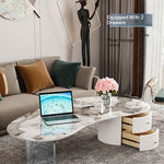 Elegant Sintered Stone Acrylic Coffee Table with Storage Drawers - Modern Living Room Centerpiece fxxrj-3159
