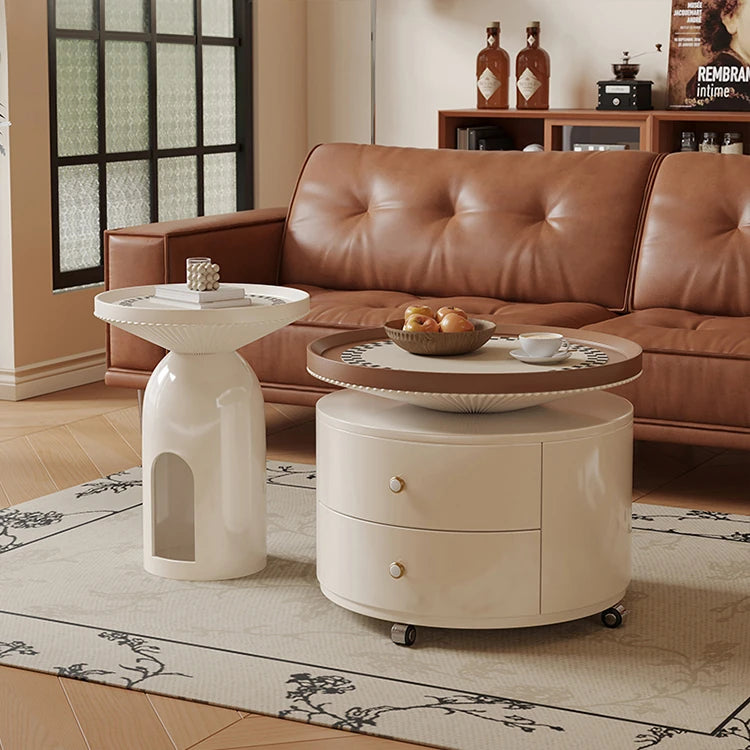 Stylish Modern Coffee Table Set - Elegant Round Design with Storage - Perfect for Living Room Decor fxxrj-3163