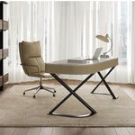 Stylish Multi-Layer Board Desk with Marble Pine Finish and Synthetic Leather Accents for Modern Workspaces fyd-5174