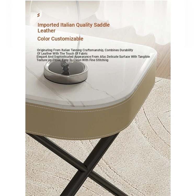 Stylish Multi-Layer Board Desk with Marble Pine Finish and Synthetic Leather Accents for Modern Workspaces fyd-5174