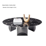 Stylish Round Marble Coffee Table with Stainless Steel Base - Modern Multi-Layer Design for Living Room Elegance fyeyj-5211