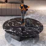 Stylish Round Marble Coffee Table with Stainless Steel Base - Modern Multi-Layer Design for Living Room Elegance fyeyj-5211