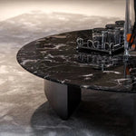Stylish Round Marble Coffee Table with Stainless Steel Base - Modern Multi-Layer Design for Living Room Elegance fyeyj-5211