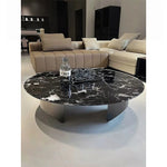 Stylish Round Marble Coffee Table with Stainless Steel Base - Modern Multi-Layer Design for Living Room Elegance fyeyj-5211