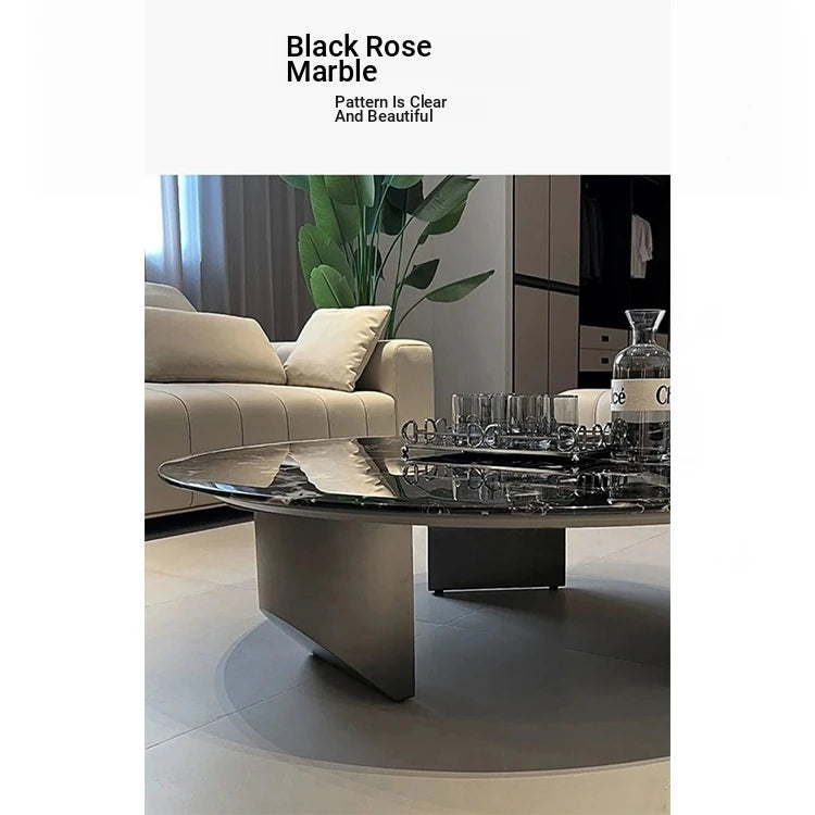 Stylish Round Marble Coffee Table with Stainless Steel Base - Modern Multi-Layer Design for Living Room Elegance fyeyj-5211
