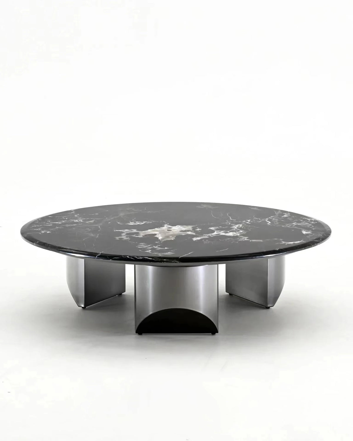 Stylish Round Marble Coffee Table with Stainless Steel Base - Modern Multi-Layer Design for Living Room Elegance fyeyj-5211
