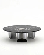 Stylish Round Marble Coffee Table with Stainless Steel Base - Modern Multi-Layer Design for Living Room Elegance fyeyj-5211