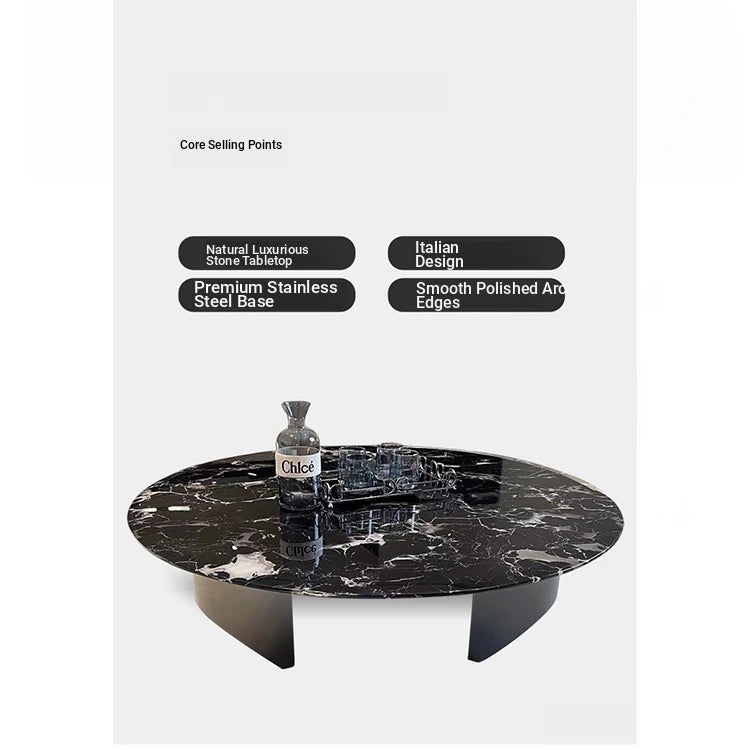 Stylish Round Marble Coffee Table with Stainless Steel Base - Modern Multi-Layer Design for Living Room Elegance fyeyj-5211