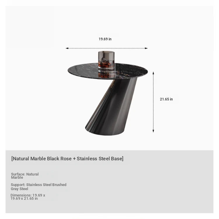 Elegant Black Marble Tea Table – Modern Floating Design with Stainless Steel Accents and Multi-Layer Board Base fyeyj-5212