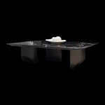 Elegant Black Marble Tea Table – Modern Floating Design with Stainless Steel Accents and Multi-Layer Board Base fyeyj-5212