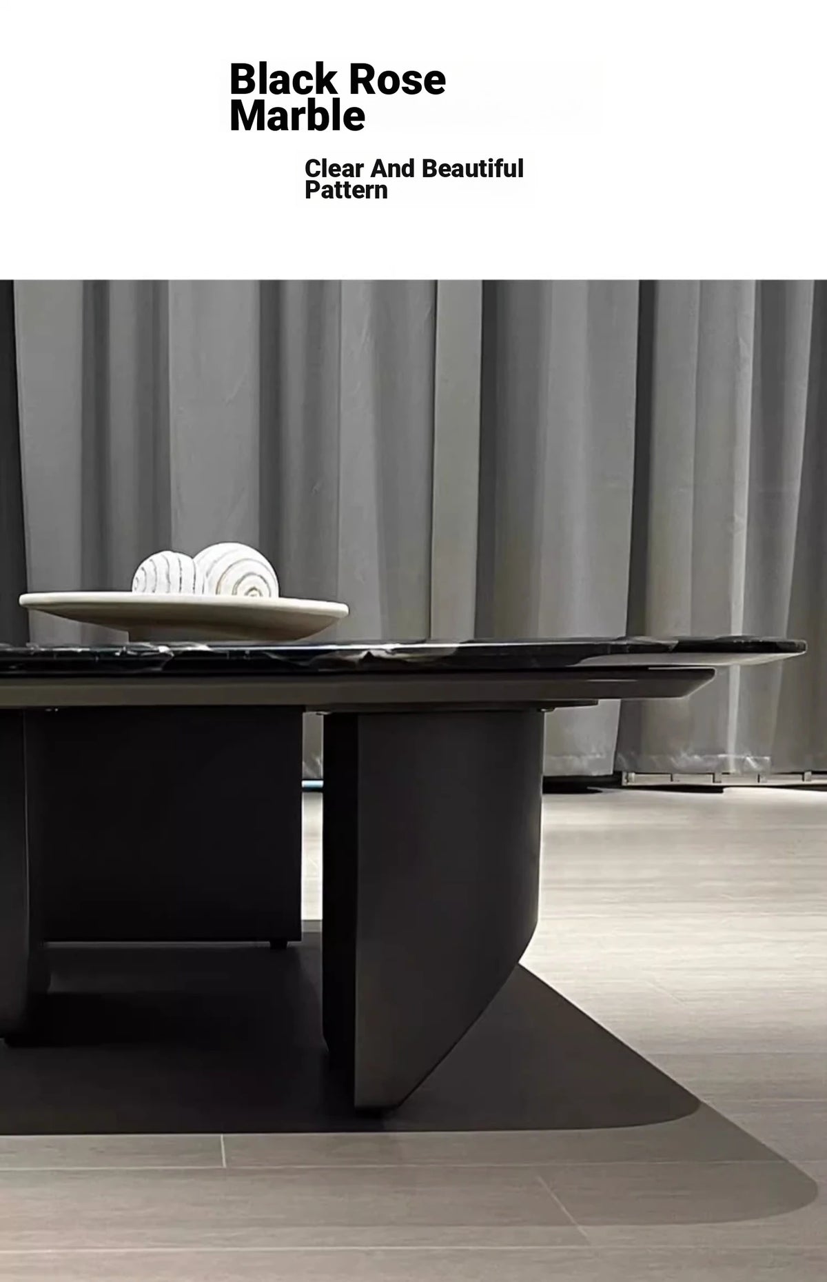 Elegant Black Marble Tea Table – Modern Floating Design with Stainless Steel Accents and Multi-Layer Board Base fyeyj-5212