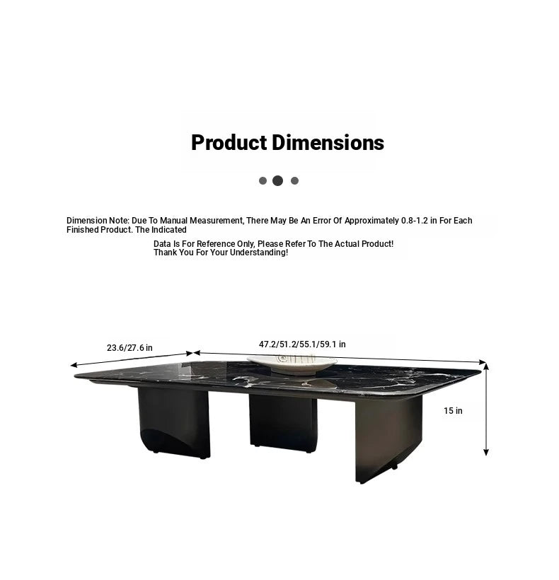 Elegant Black Marble Tea Table – Modern Floating Design with Stainless Steel Accents and Multi-Layer Board Base fyeyj-5212