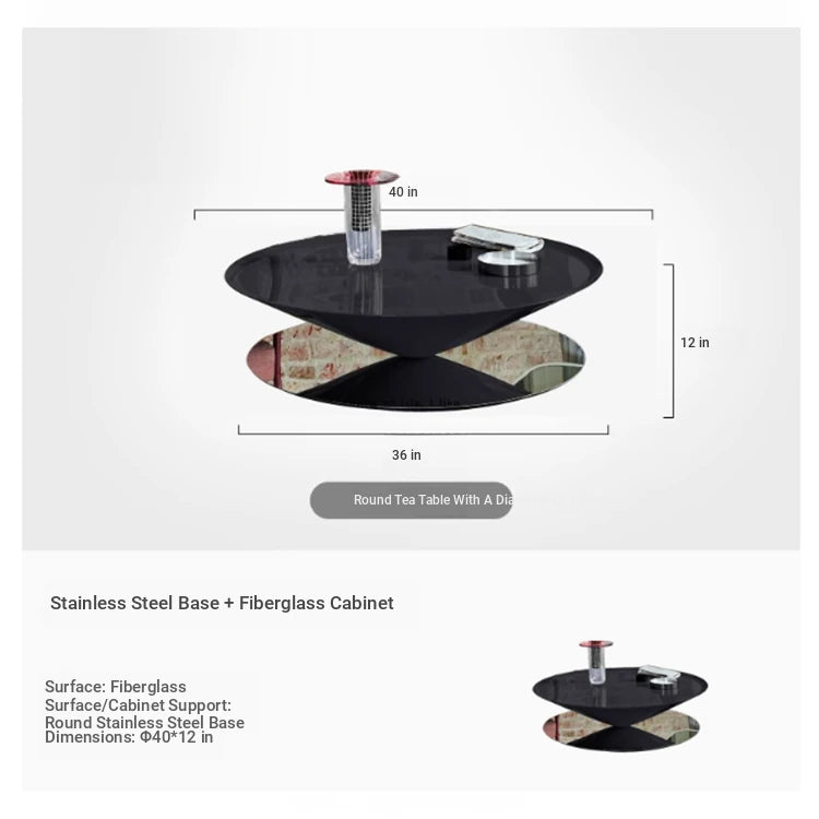 Stylish Stainless Steel Tea Table with GFRP Accent - Modern Living Room Centerpiece fyeyj-5213