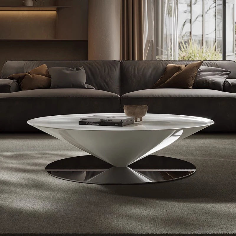 Stylish Stainless Steel Tea Table with GFRP Accent - Modern Living Room Centerpiece fyeyj-5213