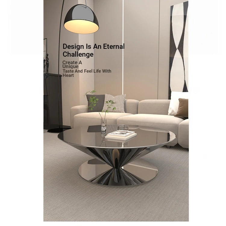 Stylish Stainless Steel Tea Table with GFRP Accent - Modern Living Room Centerpiece fyeyj-5213