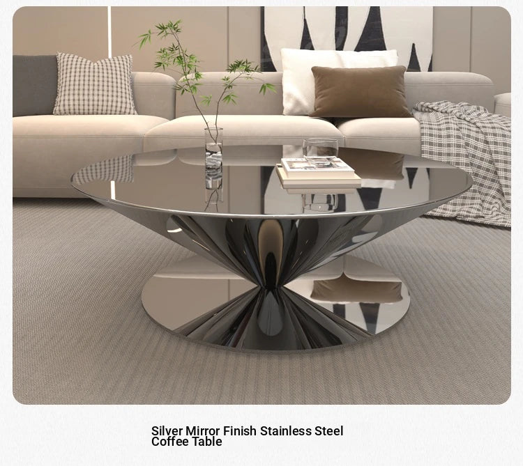 Stylish Stainless Steel Tea Table with GFRP Accent - Modern Living Room Centerpiece fyeyj-5213