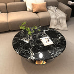 Stylish Marble and Stainless Steel Tea Table - Modern Round Coffee Table for Elegant Living Rooms fyeyj-5214