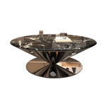 Stylish Marble and Stainless Steel Tea Table - Modern Round Coffee Table for Elegant Living Rooms fyeyj-5214