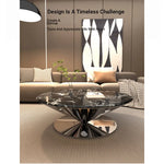 Stylish Marble and Stainless Steel Tea Table - Modern Round Coffee Table for Elegant Living Rooms fyeyj-5214