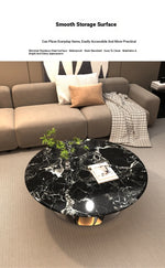 Stylish Marble and Stainless Steel Tea Table - Modern Round Coffee Table for Elegant Living Rooms fyeyj-5214