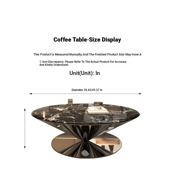 Stylish Marble and Stainless Steel Tea Table - Modern Round Coffee Table for Elegant Living Rooms fyeyj-5214