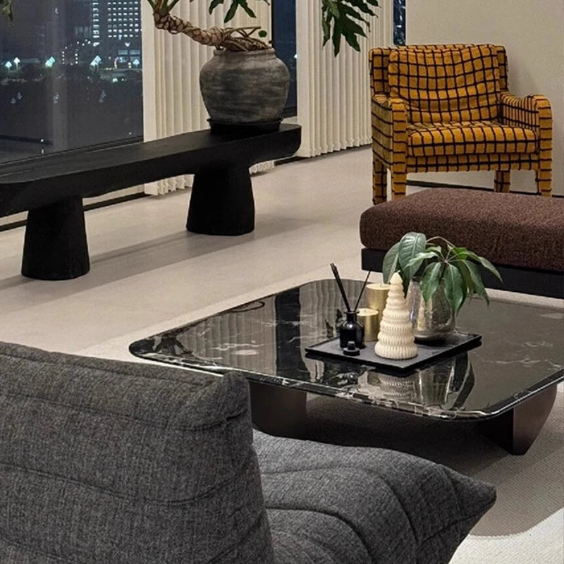 Stylish Marble and Stainless Steel Coffee Table - Modern Chic Design for Your Living Room fyeyj-5215
