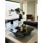 Stylish Marble and Stainless Steel Coffee Table - Modern Chic Design for Your Living Room fyeyj-5215