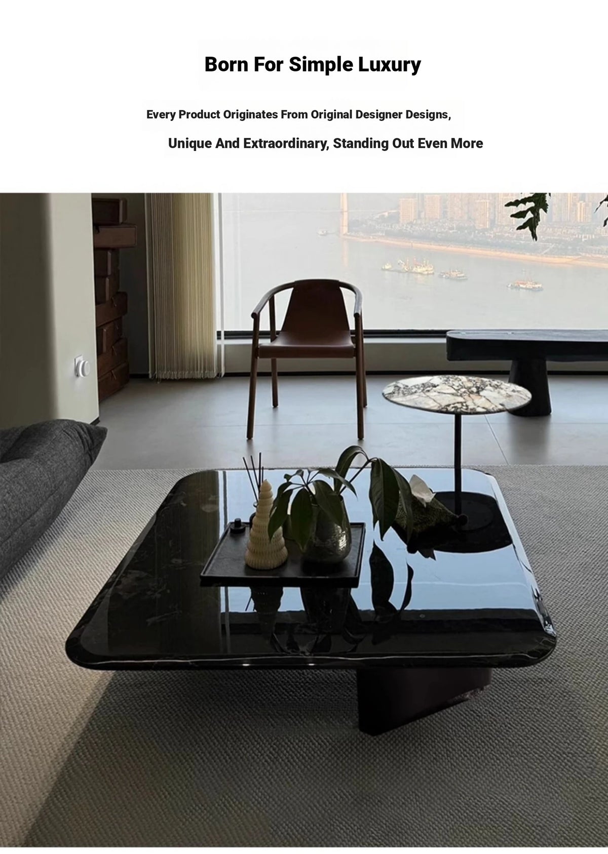 Stylish Marble and Stainless Steel Coffee Table - Modern Chic Design for Your Living Room fyeyj-5215