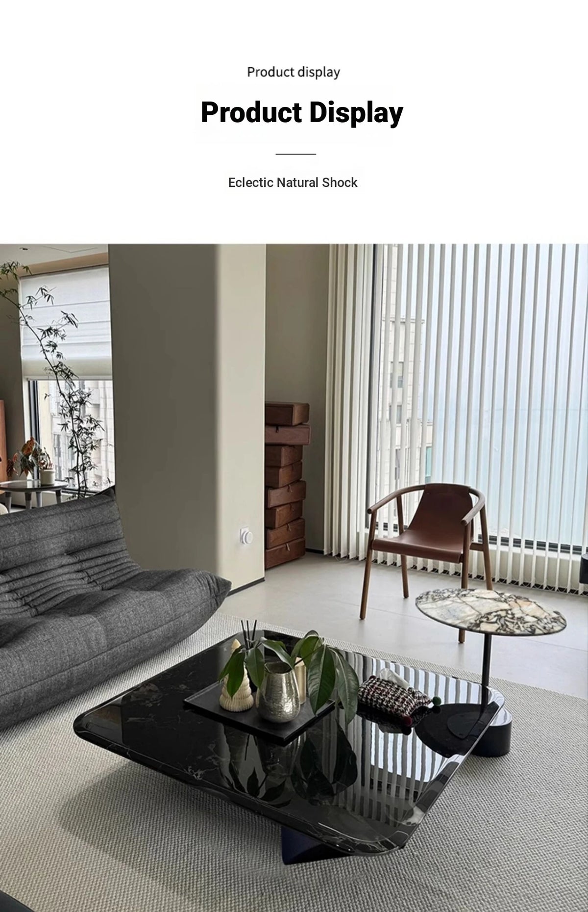 Stylish Marble and Stainless Steel Coffee Table - Modern Chic Design for Your Living Room fyeyj-5215