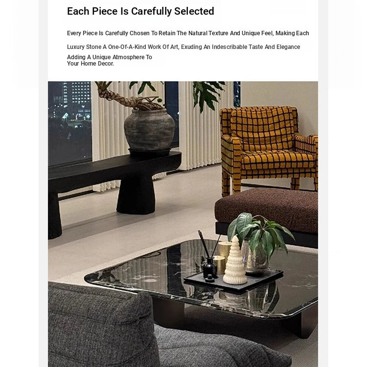 Stylish Marble and Stainless Steel Coffee Table - Modern Chic Design for Your Living Room fyeyj-5215