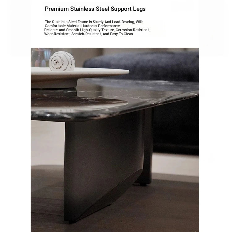 Stylish Marble and Stainless Steel Coffee Table - Modern Chic Design for Your Living Room fyeyj-5215
