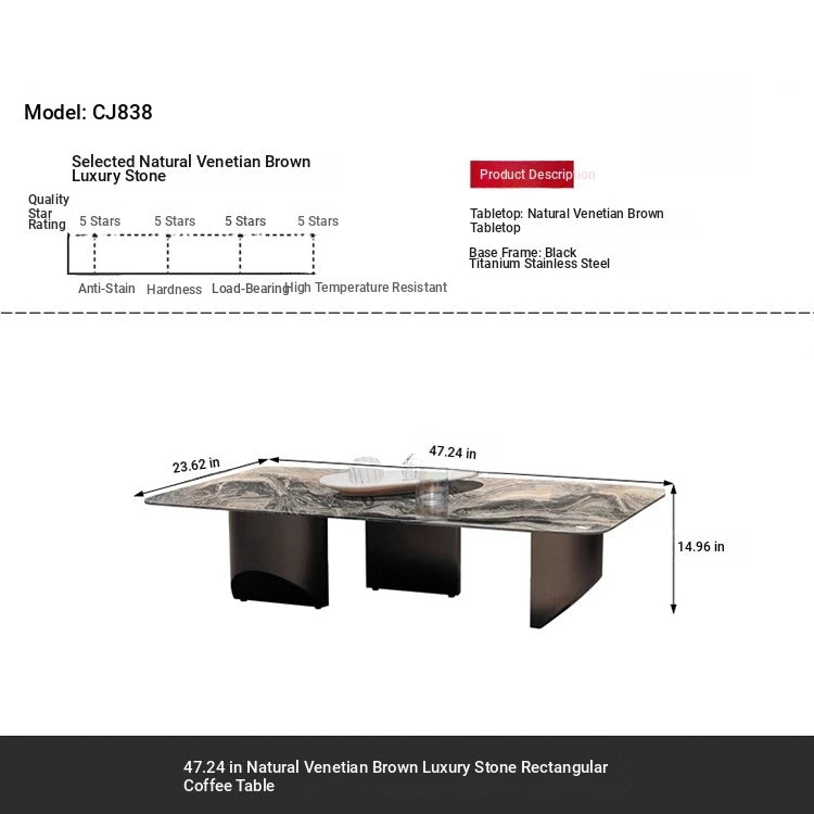 Stylish Marble Top Coffee Table with Stainless Steel Base – Modern Living Room Furniture fyeyj-5216