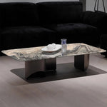 Stylish Marble Top Coffee Table with Stainless Steel Base – Modern Living Room Furniture fyeyj-5216