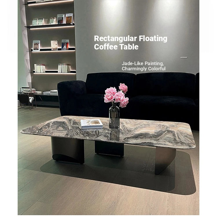 Stylish Marble Top Coffee Table with Stainless Steel Base – Modern Living Room Furniture fyeyj-5216