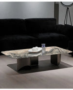 Stylish Marble Top Coffee Table with Stainless Steel Base – Modern Living Room Furniture fyeyj-5216