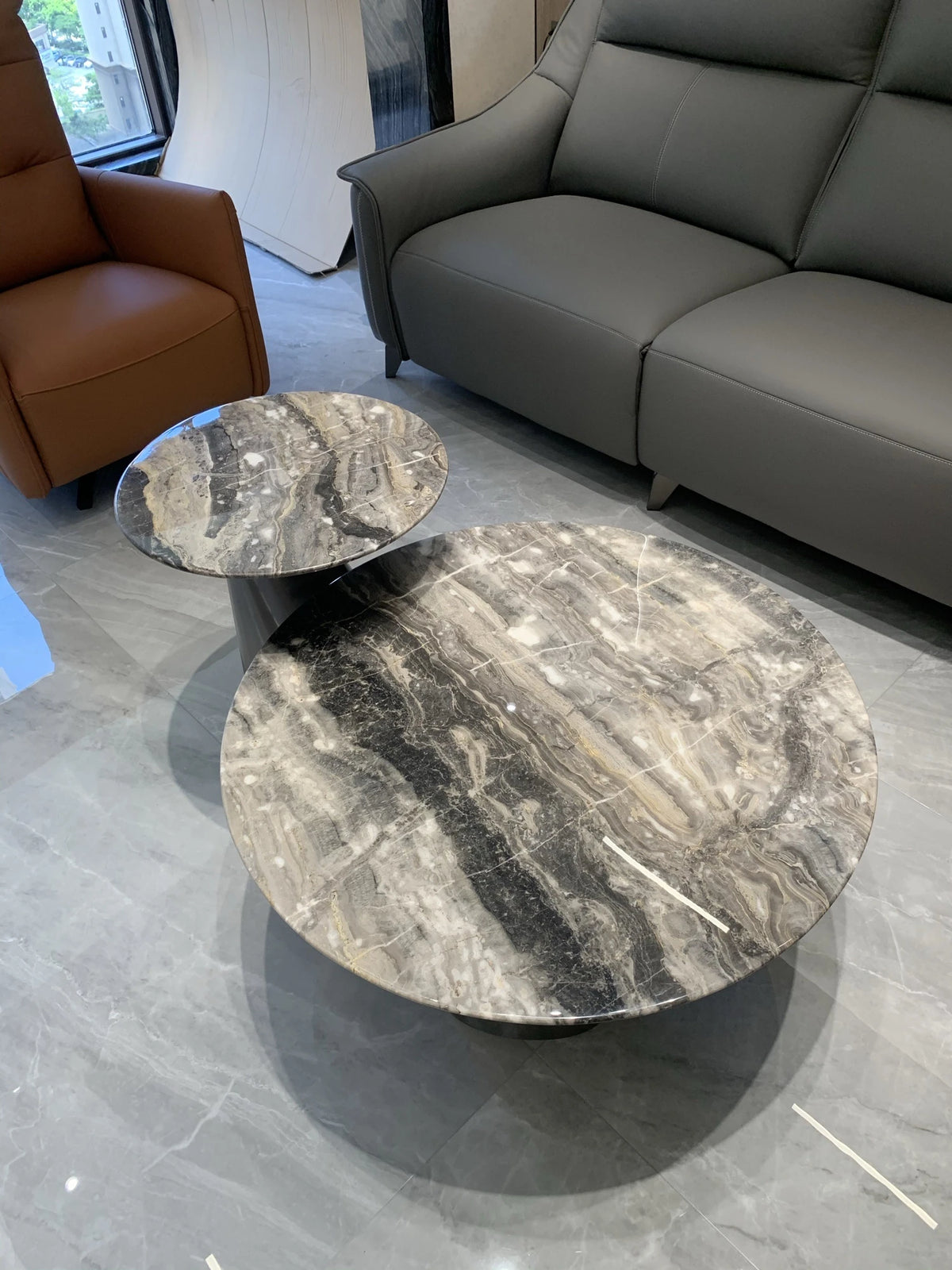 Stylish Marble Top Coffee Table with Stainless Steel Base – Modern Living Room Furniture fyeyj-5216