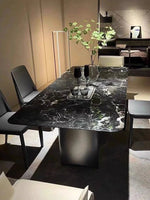 Elegant Marble and Stainless Steel Dining Table - Modern Luxury for Your Home fyeyj-5217