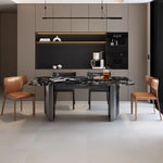 Elegant Marble and Stainless Steel Dining Table - Modern Luxury for Your Home fyeyj-5217