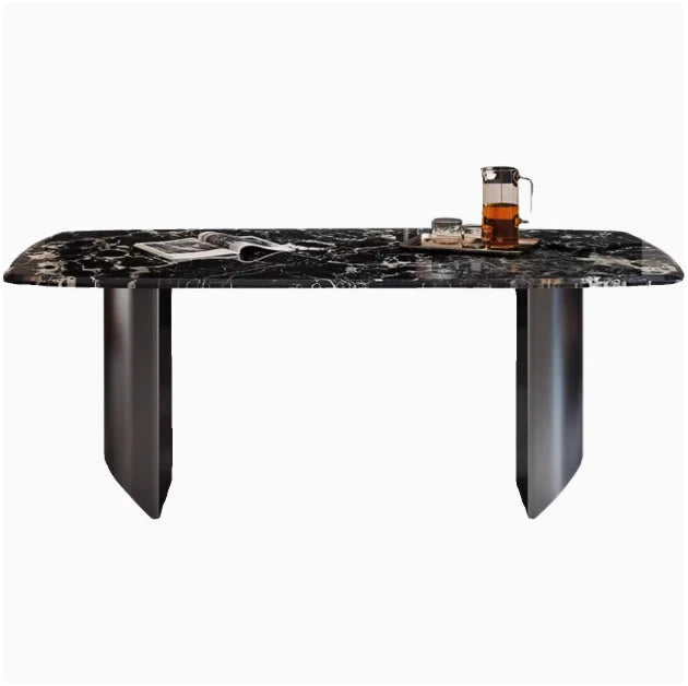Elegant Marble and Stainless Steel Dining Table - Modern Luxury for Your Home fyeyj-5217