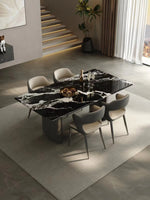 Elegant Marble and Stainless Steel Dining Table - Modern Luxury for Your Home fyeyj-5217