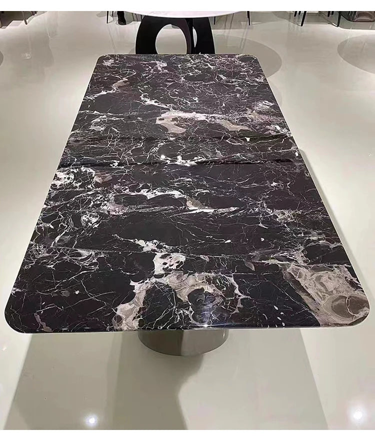 Elegant Marble and Stainless Steel Dining Table - Modern Luxury for Your Home fyeyj-5217