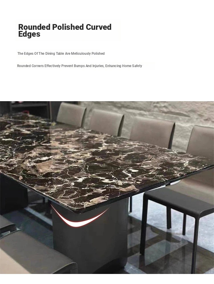 Elegant Marble and Stainless Steel Dining Table - Modern Luxury for Your Home fyeyj-5217
